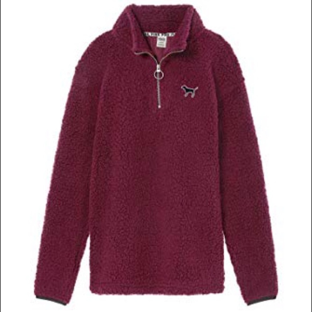 🍷ONE DAY SALE🍷 VS PINK Maroon Sherpa Pullover - Picture 1 of 7